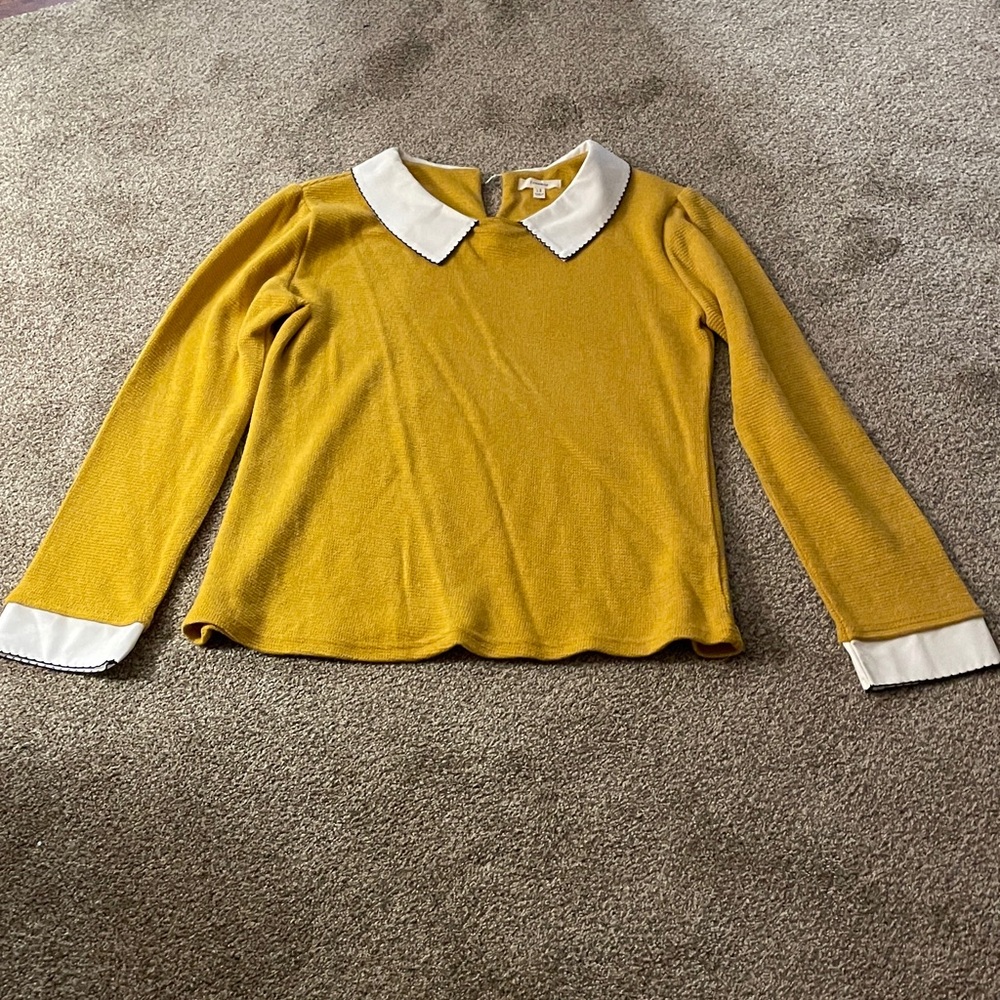 NWOT Modcloth Golden Long Sleeve Blouse with White Accents